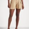 Araceli Flat Front - Shorts - Birch Tan