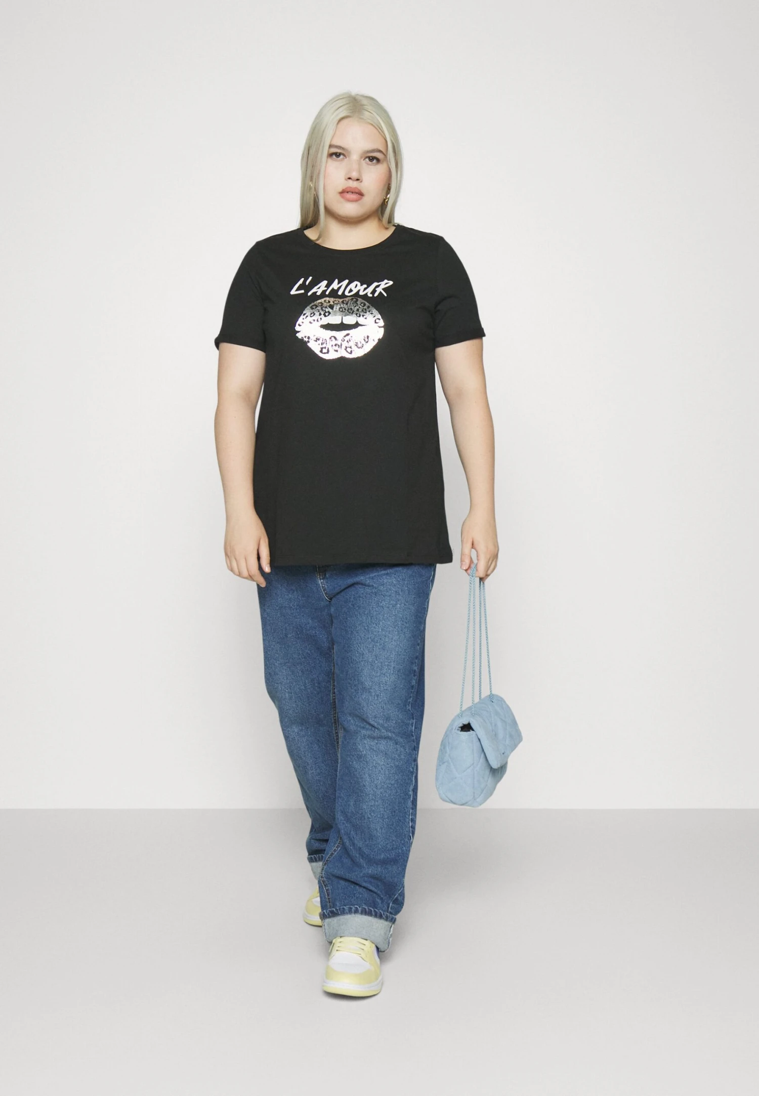 ONLY CARMAKOMA Carrilaya Life Ashape Tee - Print T-Shirt - Black/Silver - Image 2