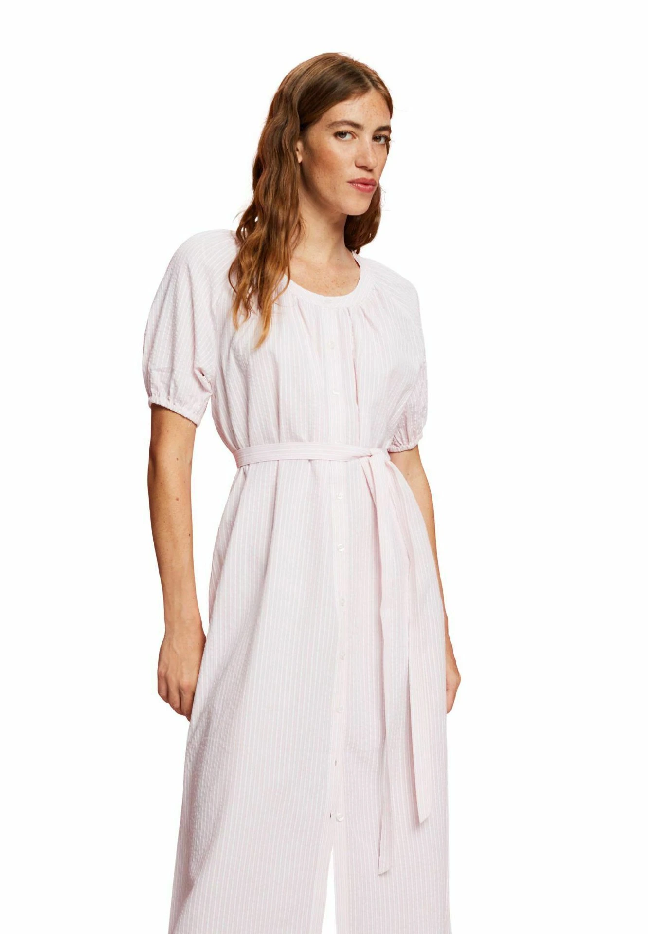 ESPRIT Midi Mit Bindegürtel- Shirt Dress - Light Pink