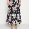Vila Vimilina Flower Midi Skirt - A-Line Skirt - Navy