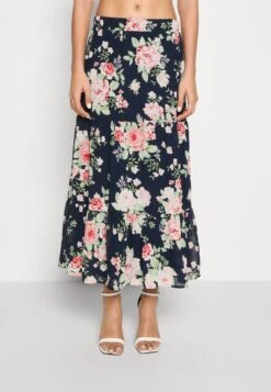Vila Vimilina Flower Midi Skirt - A-Line Skirt - Navy
