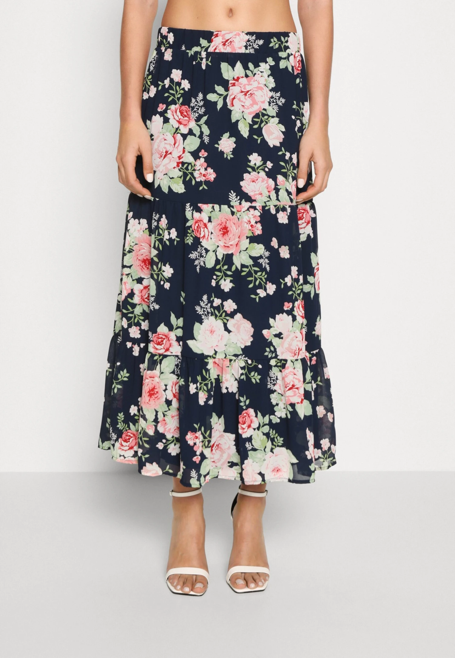 Vila Vimilina Flower Midi Skirt - A-Line Skirt - Navy