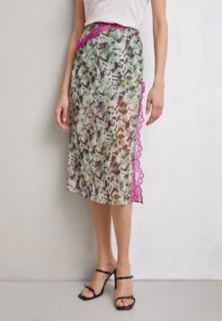 Cigarette Skirt With Detail - A-Line Skirt - Khaki