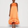 Yaseleanor Halterneck Long Dress - Cocktail Dress / Party Dress - Celosia Orange