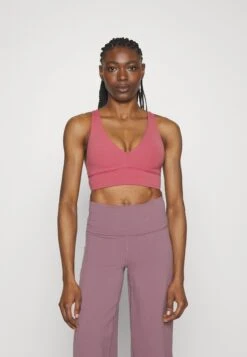 Athleta Transcend Plunge Bra A-C - Light Support Sports Bra - Berry Rose